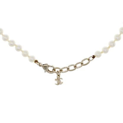Exclusive Chanel Pearl Crystal CC Long Necklace — Side View