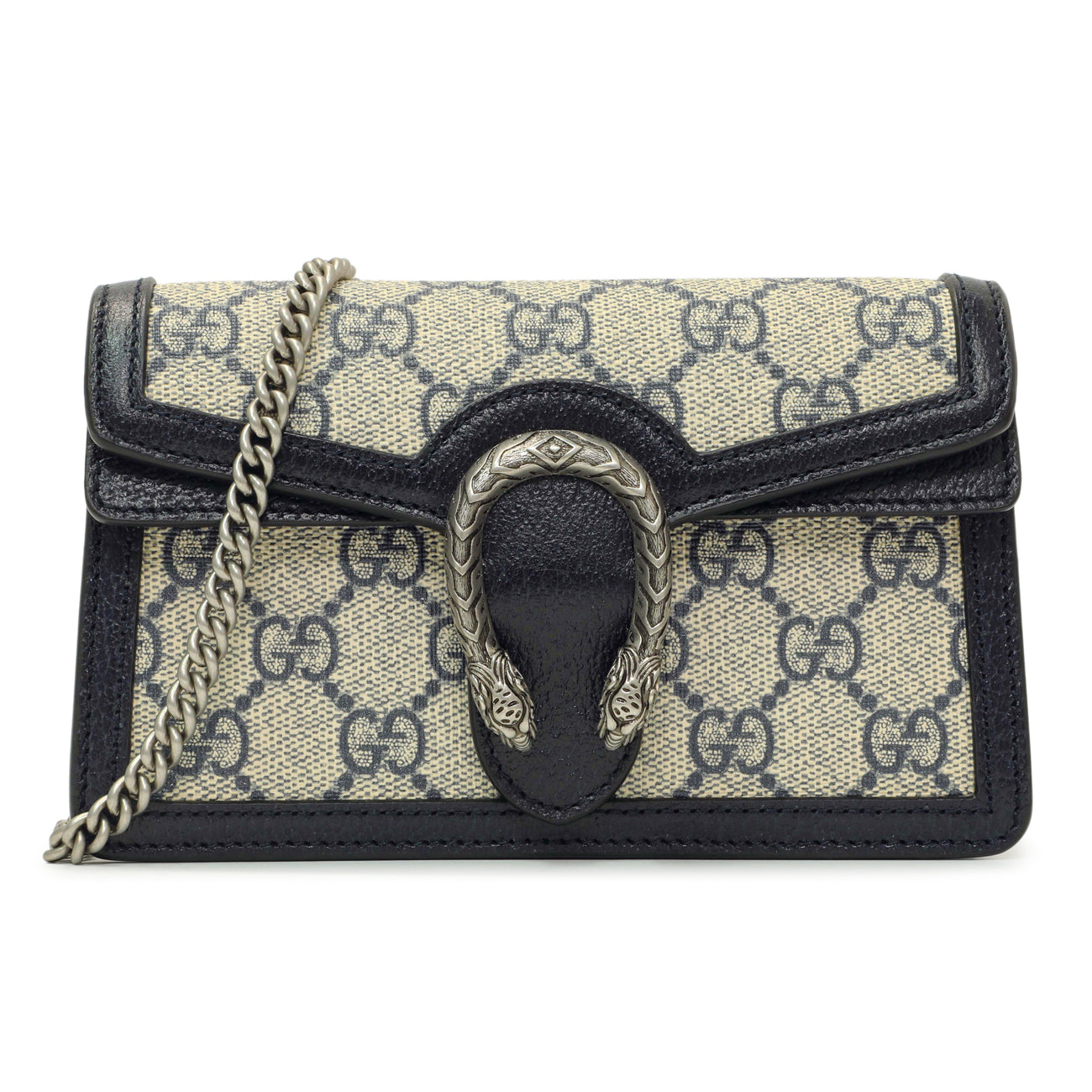 Exclusive Gucci Beige Blue GG Supreme Monogram Super Mini Dionysus — Front View