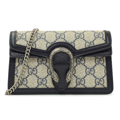 Exclusive Gucci Beige Blue GG Supreme Monogram Super Mini Dionysus — Front View