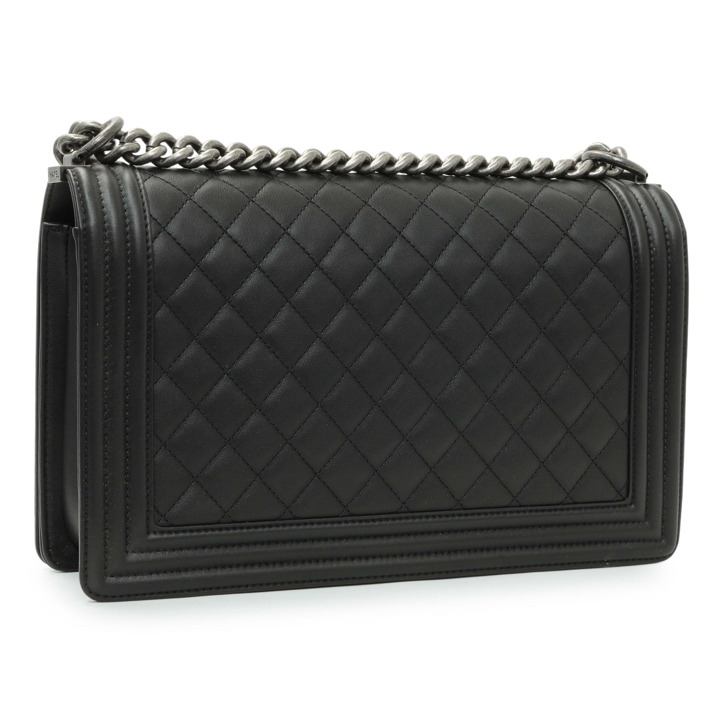 Exclusive Chanel Black Quilted Calfskin New Medium Boy Flap — Side View