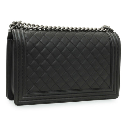 Exclusive Chanel Black Quilted Calfskin New Medium Boy Flap — Side View