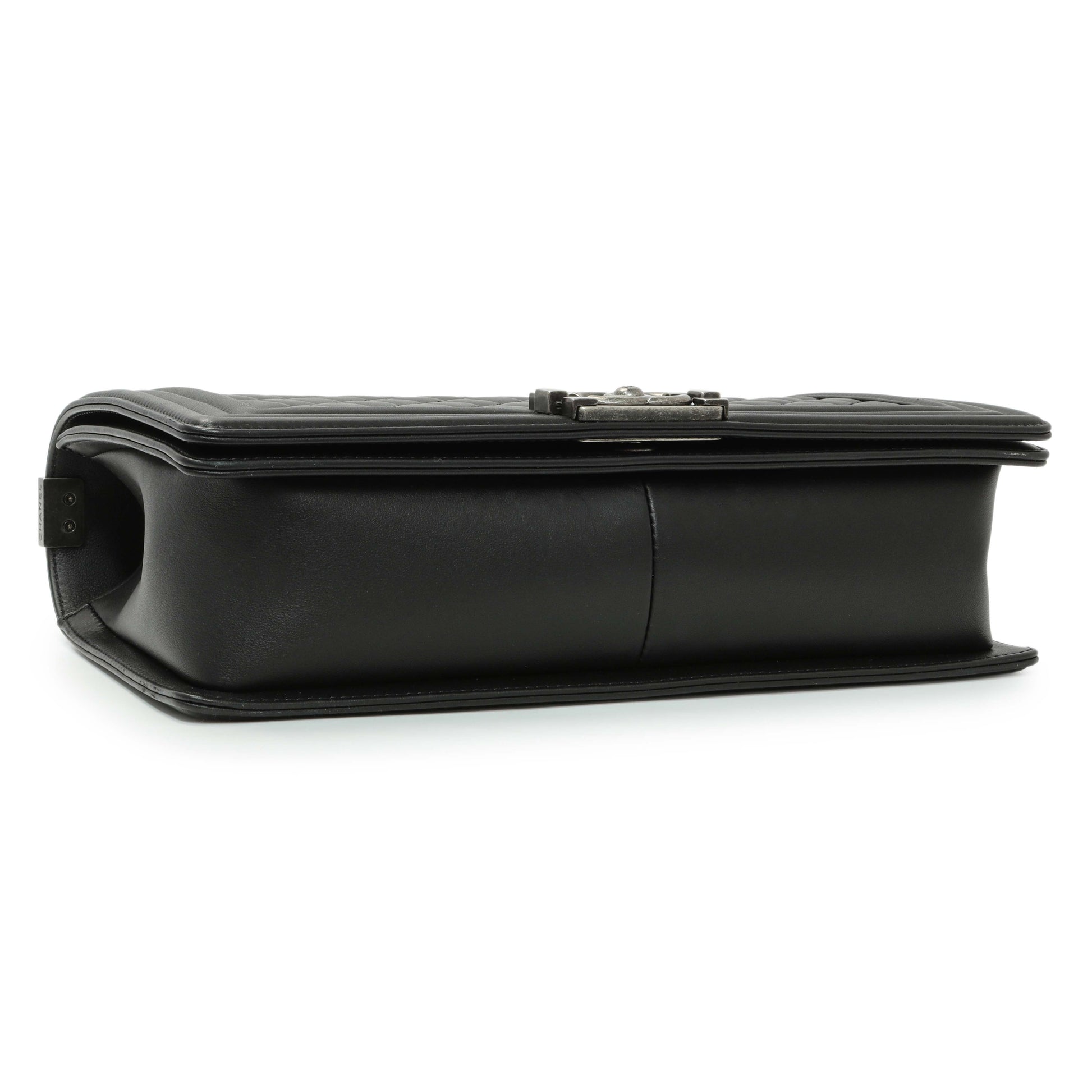 Exclusive Chanel Black Quilted Calfskin New Medium Boy Flap — Back View