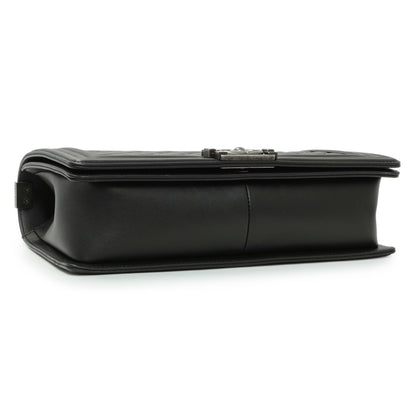 Exclusive Chanel Black Quilted Calfskin New Medium Boy Flap — Back View