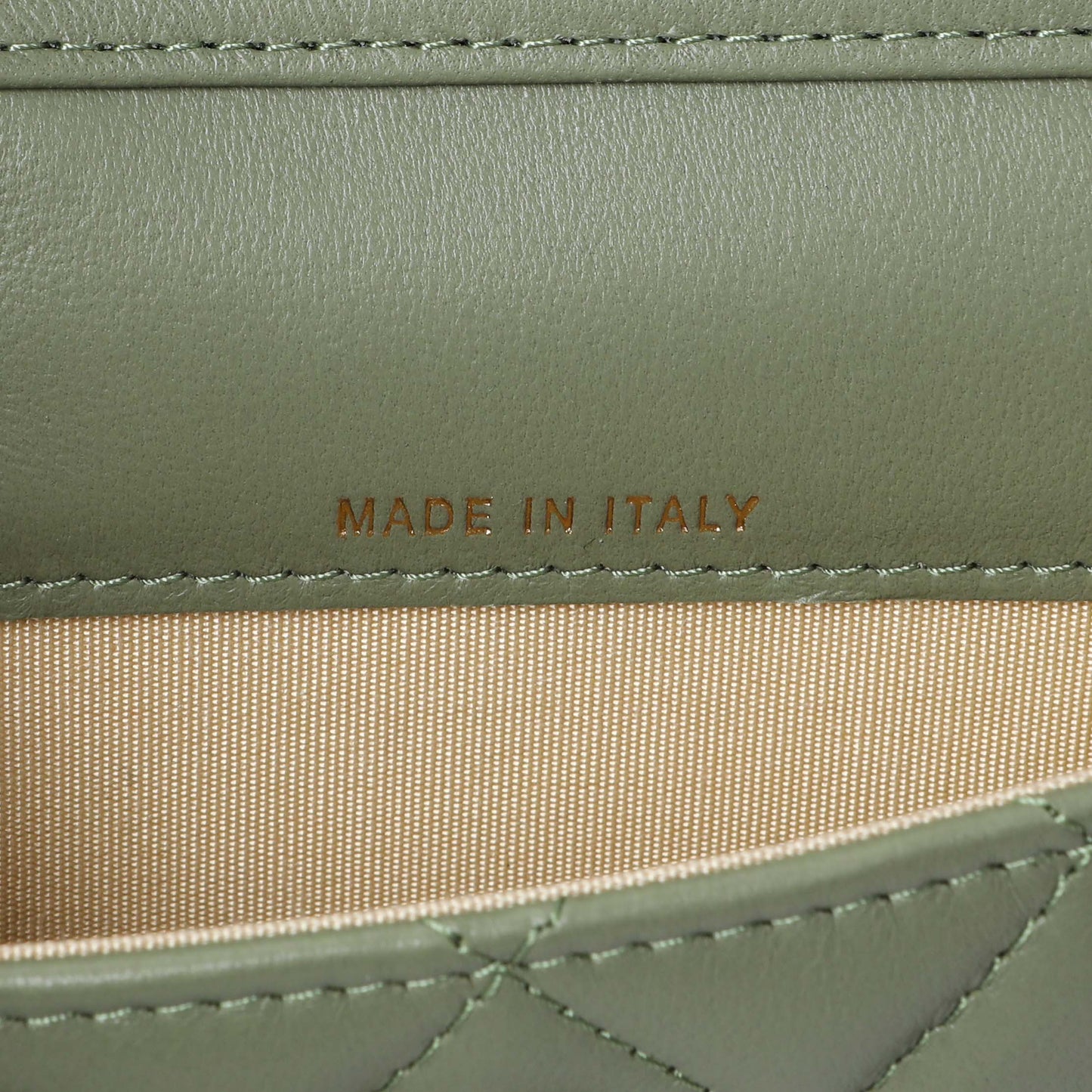 Exclusive Chanel Green Quilted Lambskin Pearl Crush Clutch With Chain — Lifestyle View