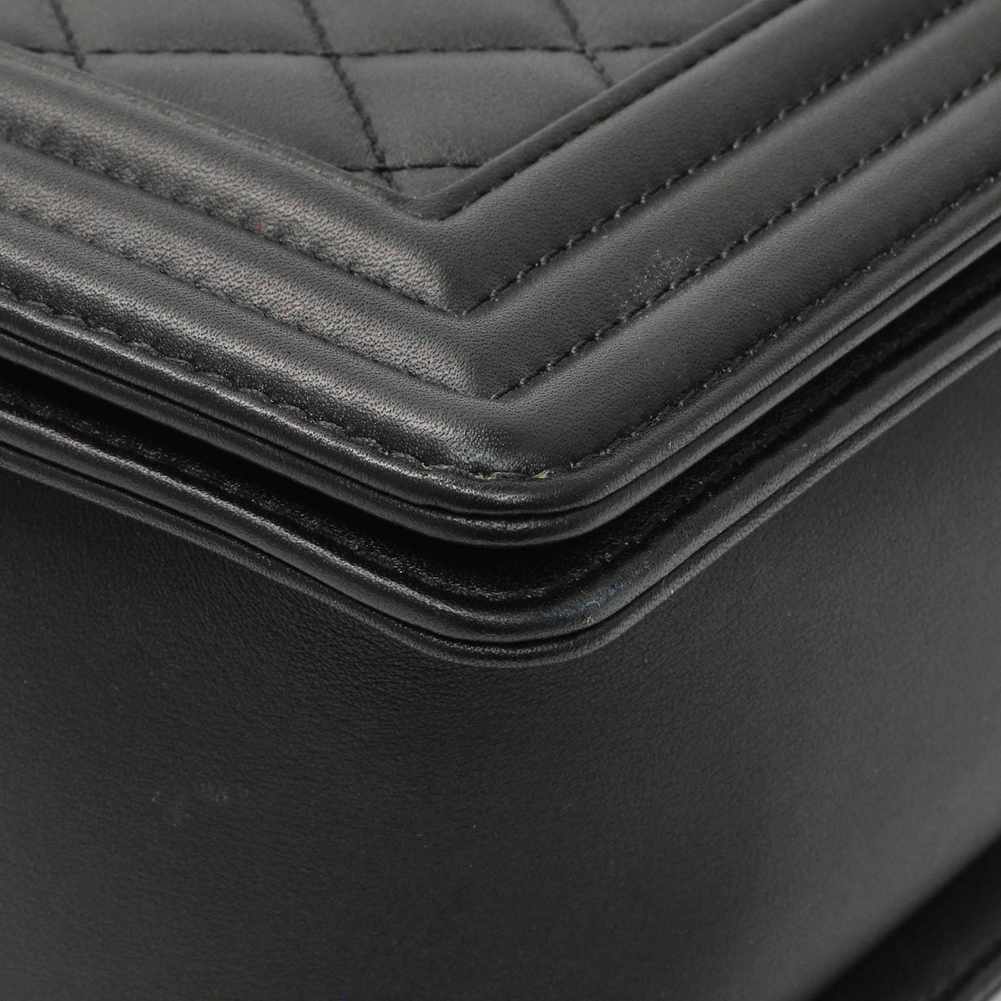Exclusive Chanel Black Quilted Calfskin New Medium Boy Flap — Top View