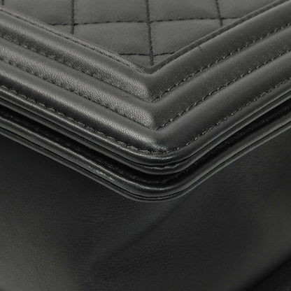 Exclusive Chanel Black Quilted Calfskin New Medium Boy Flap — Detail View