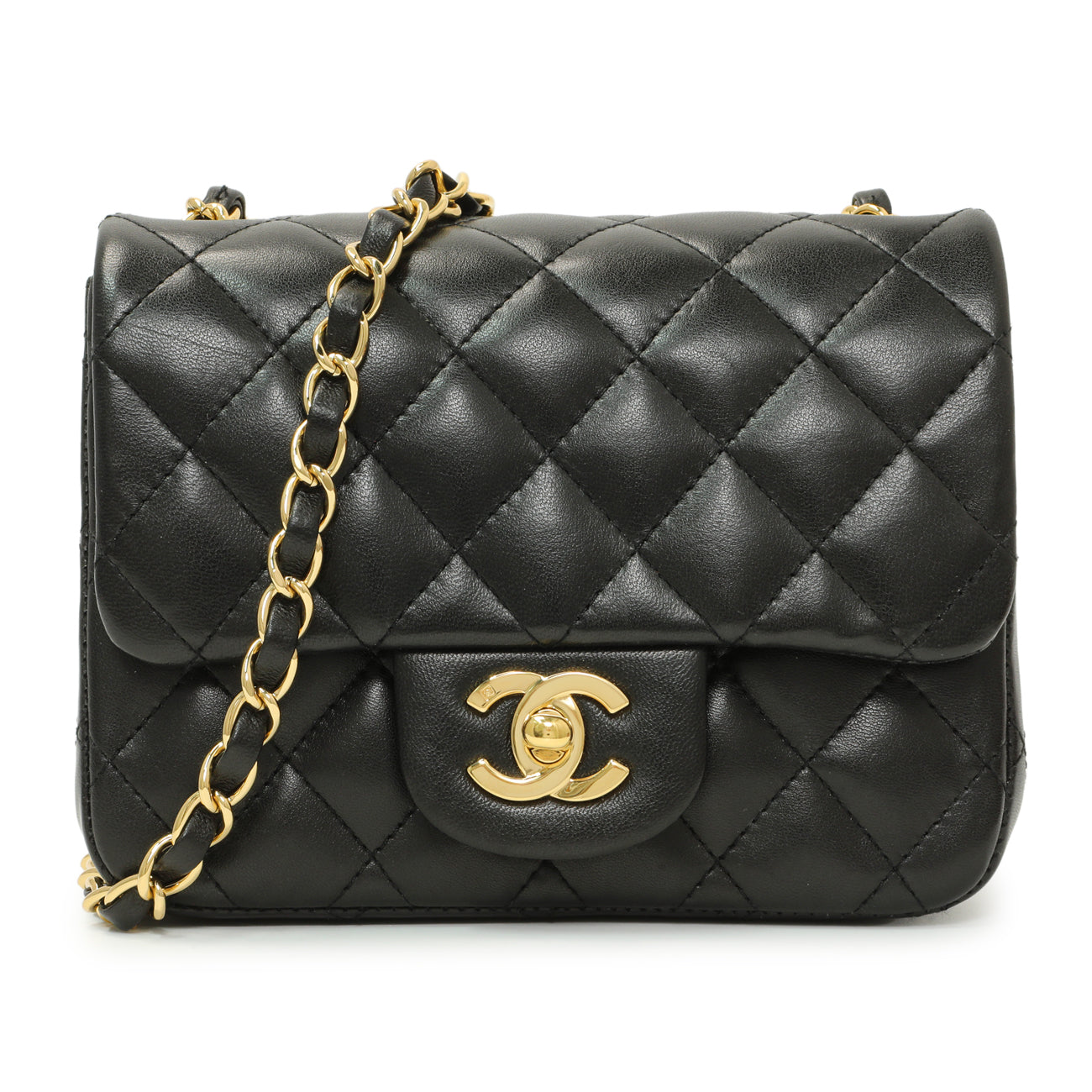 Exclusive Chanel Black Quilted Lambskin Mini Square Flap — Front View