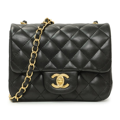 Exclusive Chanel Black Quilted Lambskin Mini Square Flap — Front View