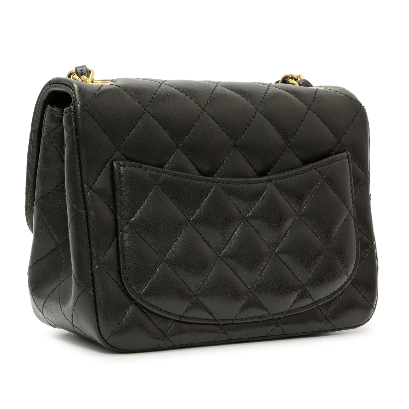 Exclusive Chanel Black Quilted Lambskin Mini Square Flap — Side View
