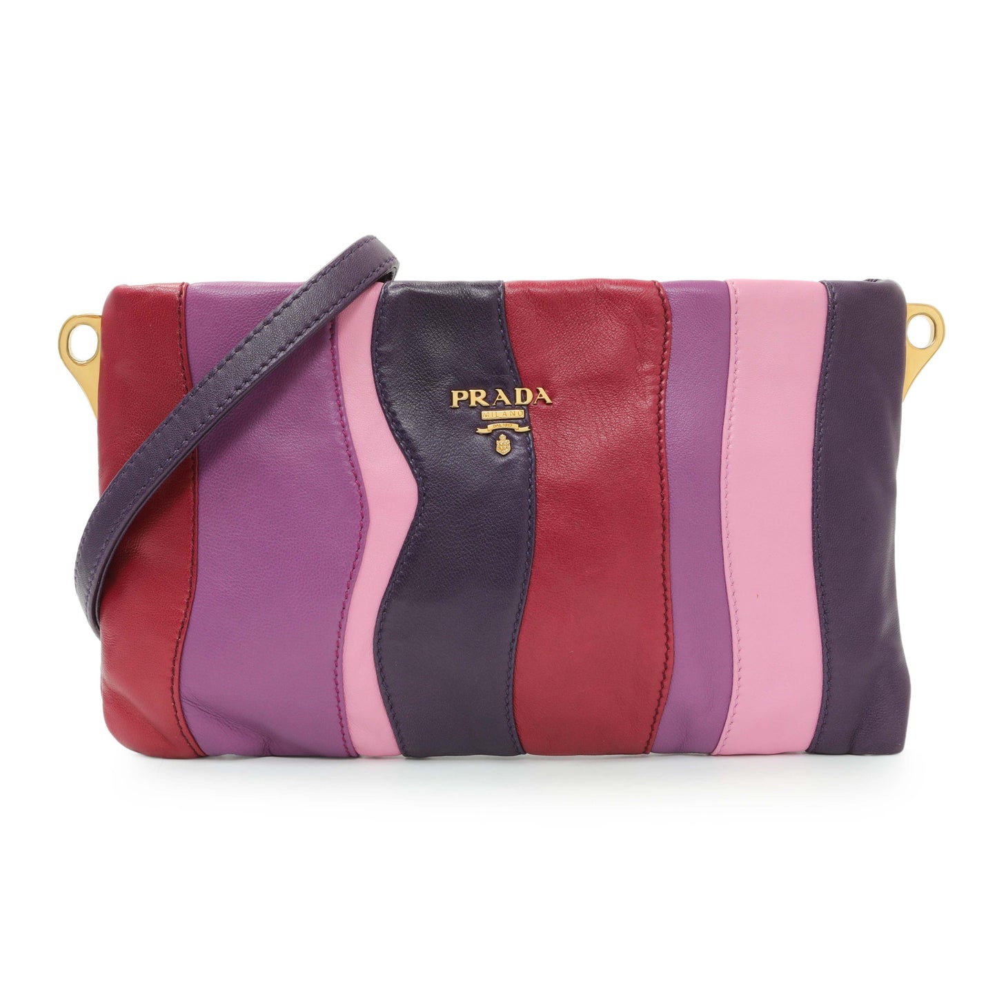 Exclusive Prada Multicolor Nappa Stripes Clutch — Front View