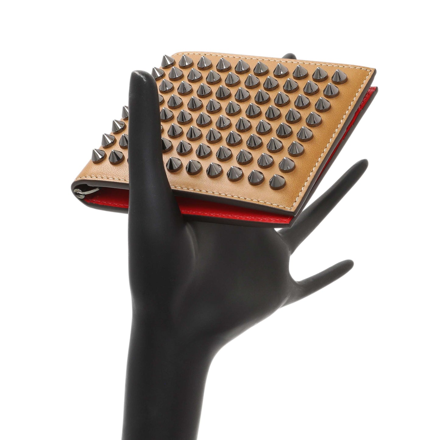 Exclusive Christian Louboutin Tan Calfskin Spiked Bill Clip Wallet — Alternate View 7