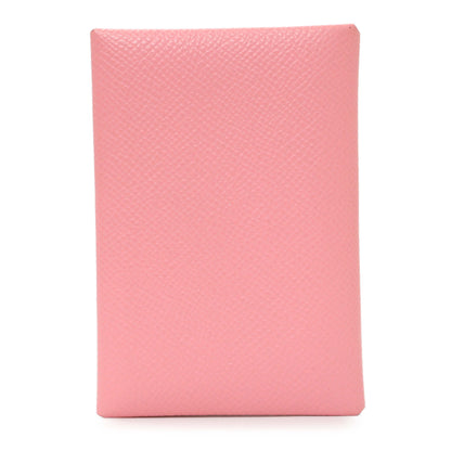 Exclusive Hermes Pink Epsom Calvi Duo Card Case — Side View
