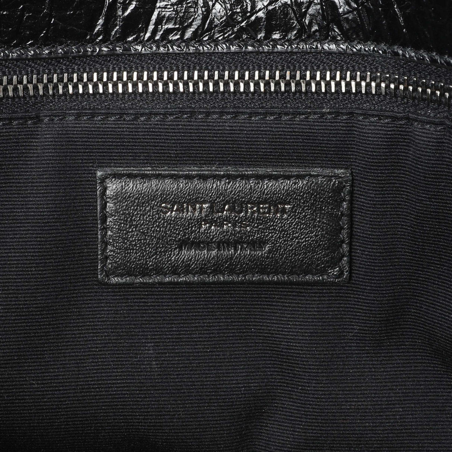 Exclusive Saint Laurent Black Crinkled Calfskin Matelasse Monogram Large Niki Chain Satchel — Alternate View 9