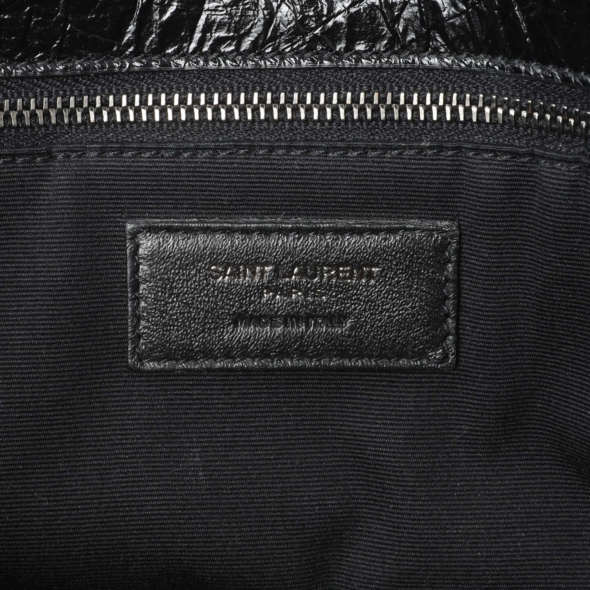 Exclusive Saint Laurent Black Crinkled Calfskin Matelasse Monogram Large Niki Chain Satchel — Alternate View 9