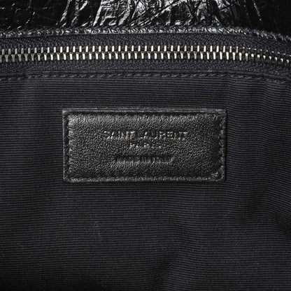 Exclusive Saint Laurent Black Crinkled Calfskin Matelasse Monogram Large Niki Chain Satchel — Alternate View 9