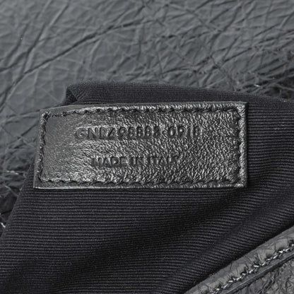 Exclusive Saint Laurent Black Crinkled Calfskin Matelasse Monogram Large Niki Chain Satchel — Alternate View 10