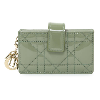Exclusive Christian Dior Patent Cannage Lady Dior 5-Gusset Card Holder — Front View