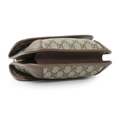 Exclusive Gucci GG Supreme Monogram Web Small Neo Vintage Double Flap Messenger Bag — Back View