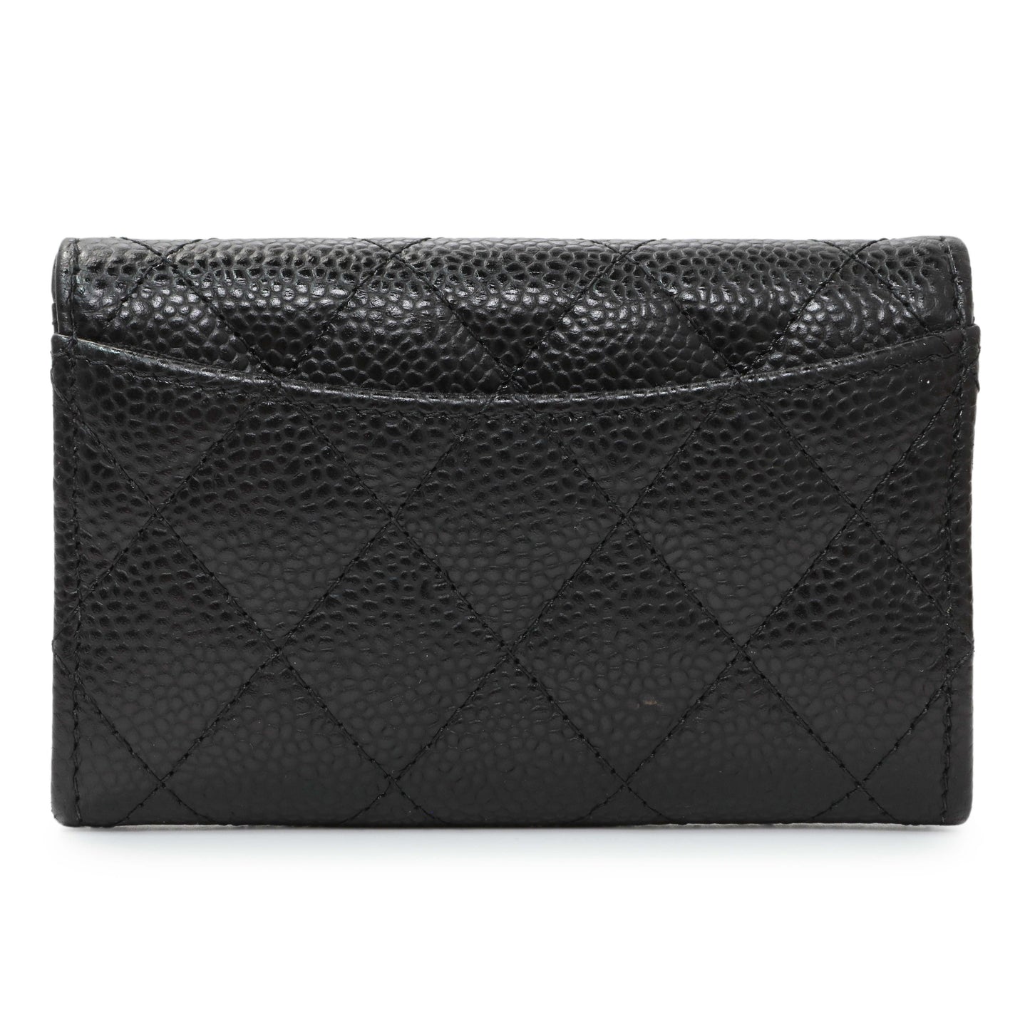 Exclusive Chanel Black Caviar Quilted Flap Card Holder Wallet — Side View