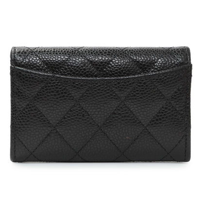 Exclusive Chanel Black Caviar Quilted Flap Card Holder Wallet — Side View