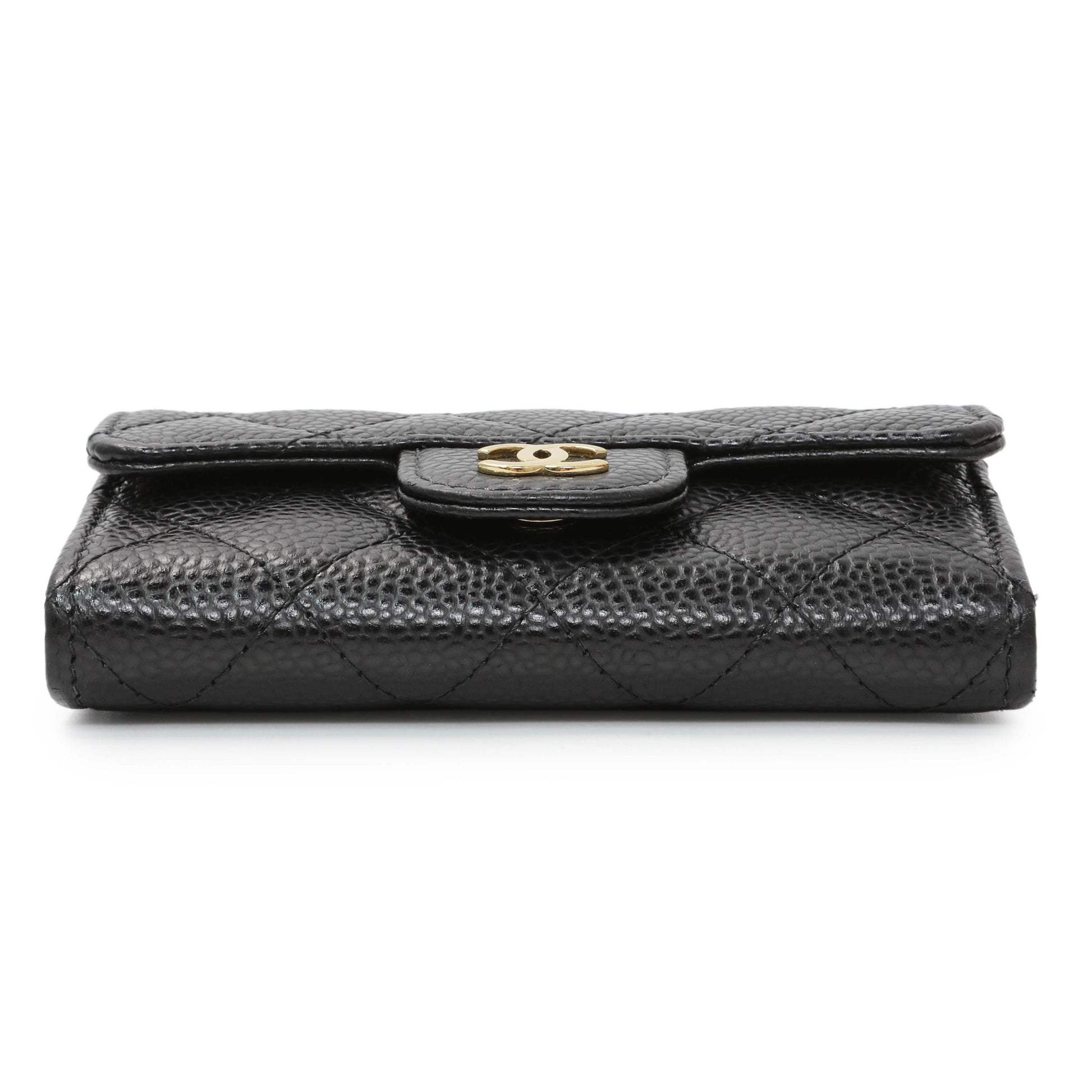 Exclusive Chanel Black Caviar Quilted Flap Card Holder Wallet — Back View