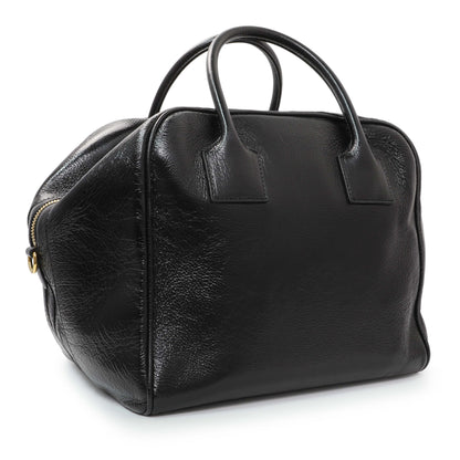 Exclusive Burberry Black Patent Cube Bowling Bag — Side View