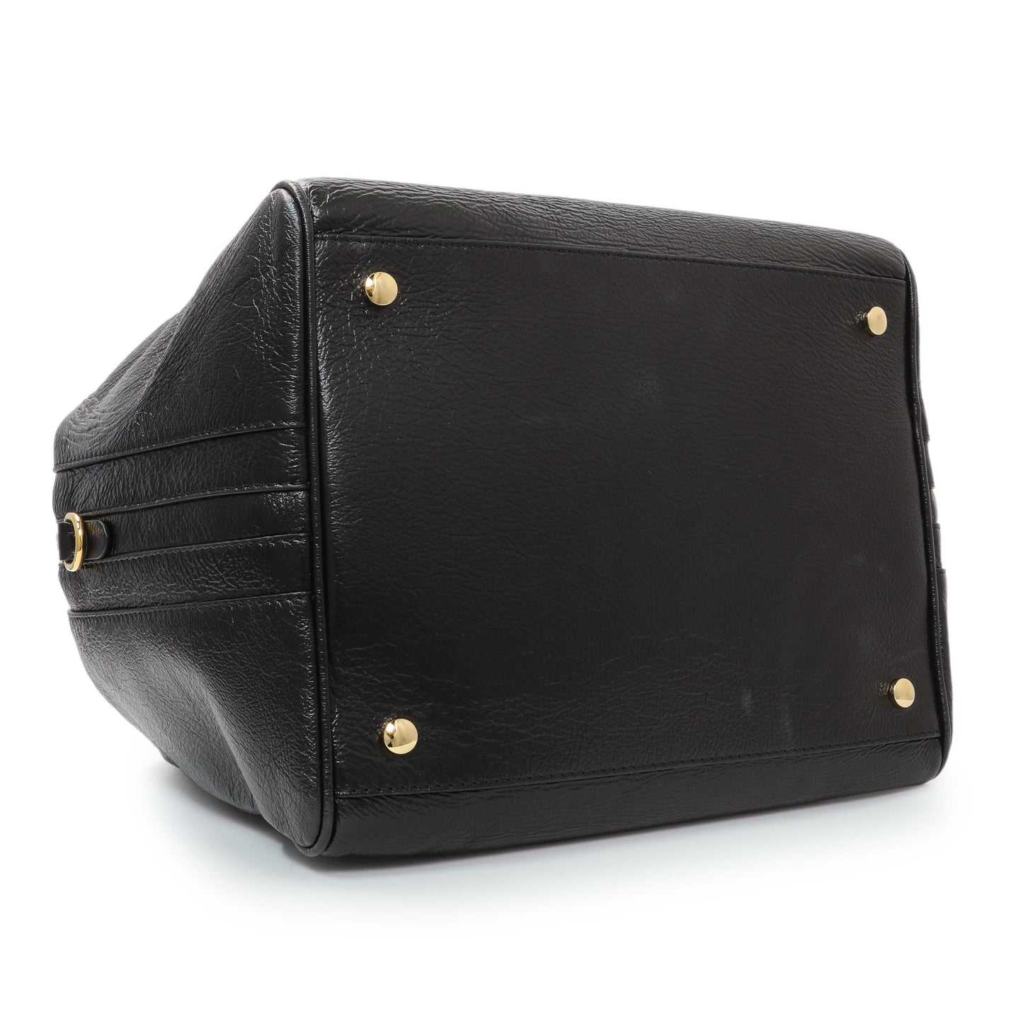 Exclusive Burberry Black Patent Cube Bowling Bag — Back View