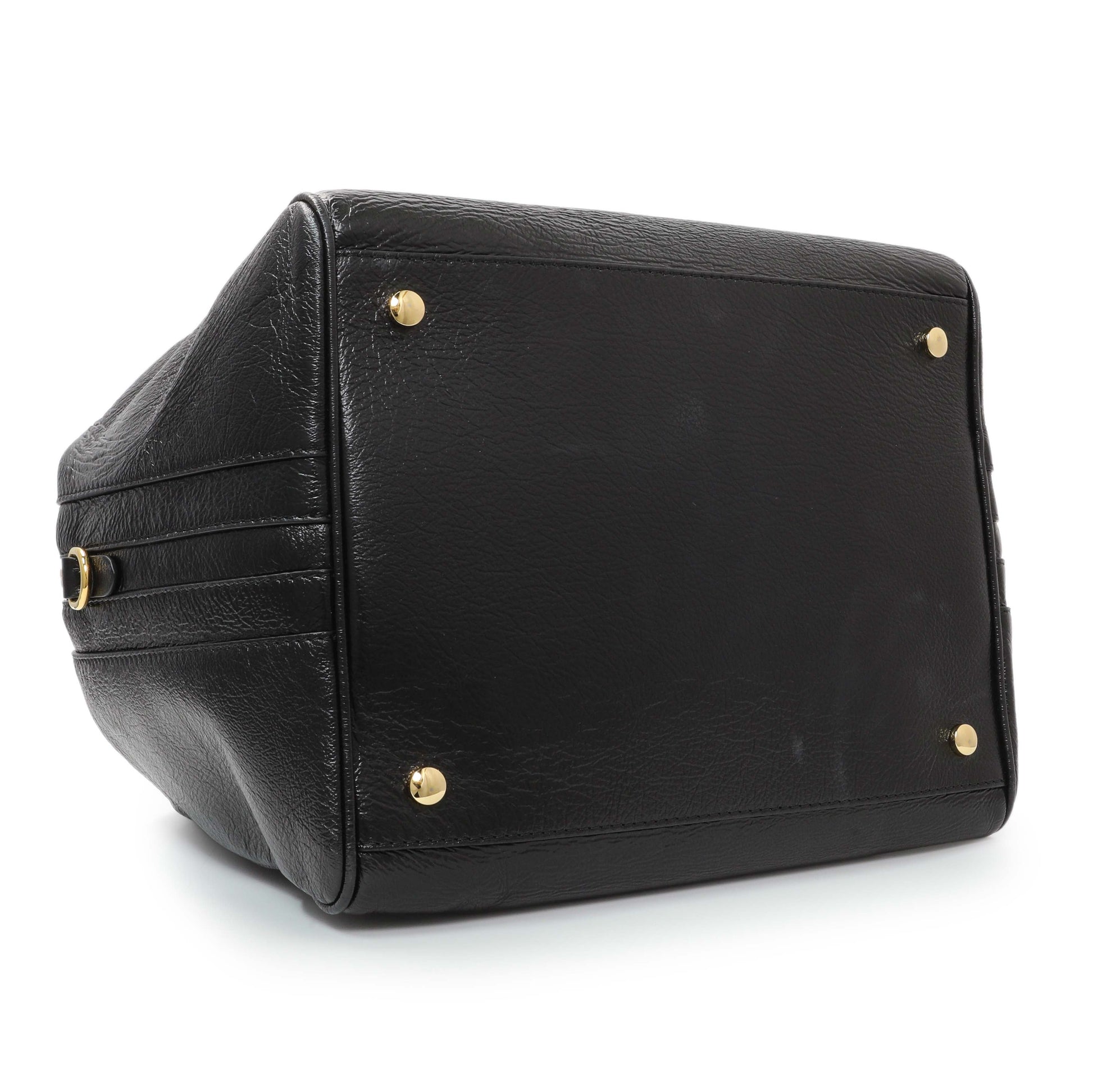 Exclusive Burberry Black Patent Cube Bowling Bag — Back View