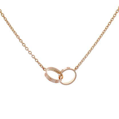 Exclusive Cartier 18K Rose Gold Interlocking Love Necklace — Front View