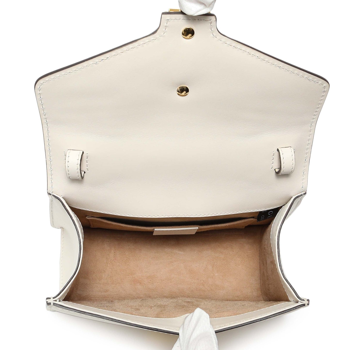 Exclusive Gucci White Calfskin Mini Sylvie Top Handle Bag — Top View