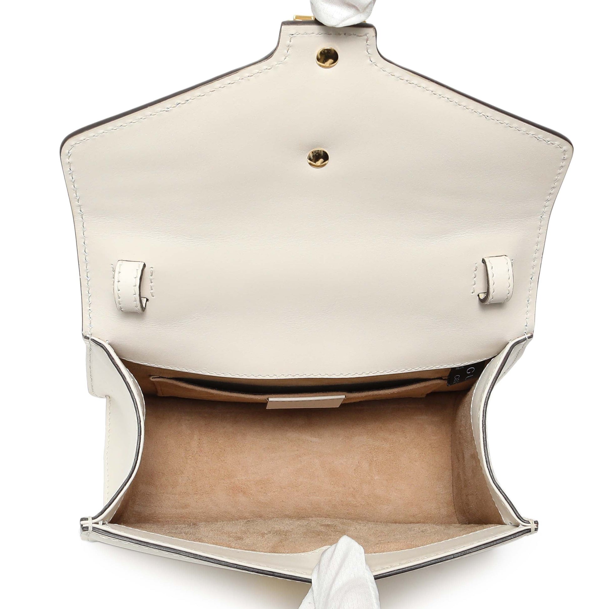 Exclusive Gucci White Calfskin Mini Sylvie Top Handle Bag — Top View