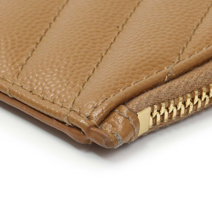 Exclusive Saint Laurent Brown Grain De Poudre Matelasse Chevron Monogram Fragments Zippered Card Case — Alternate View 7