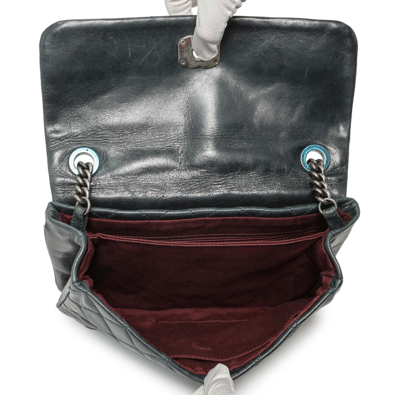 Exclusive Chanel Teal Glazed Calfskin Crossbody Flap — Alternate View 8