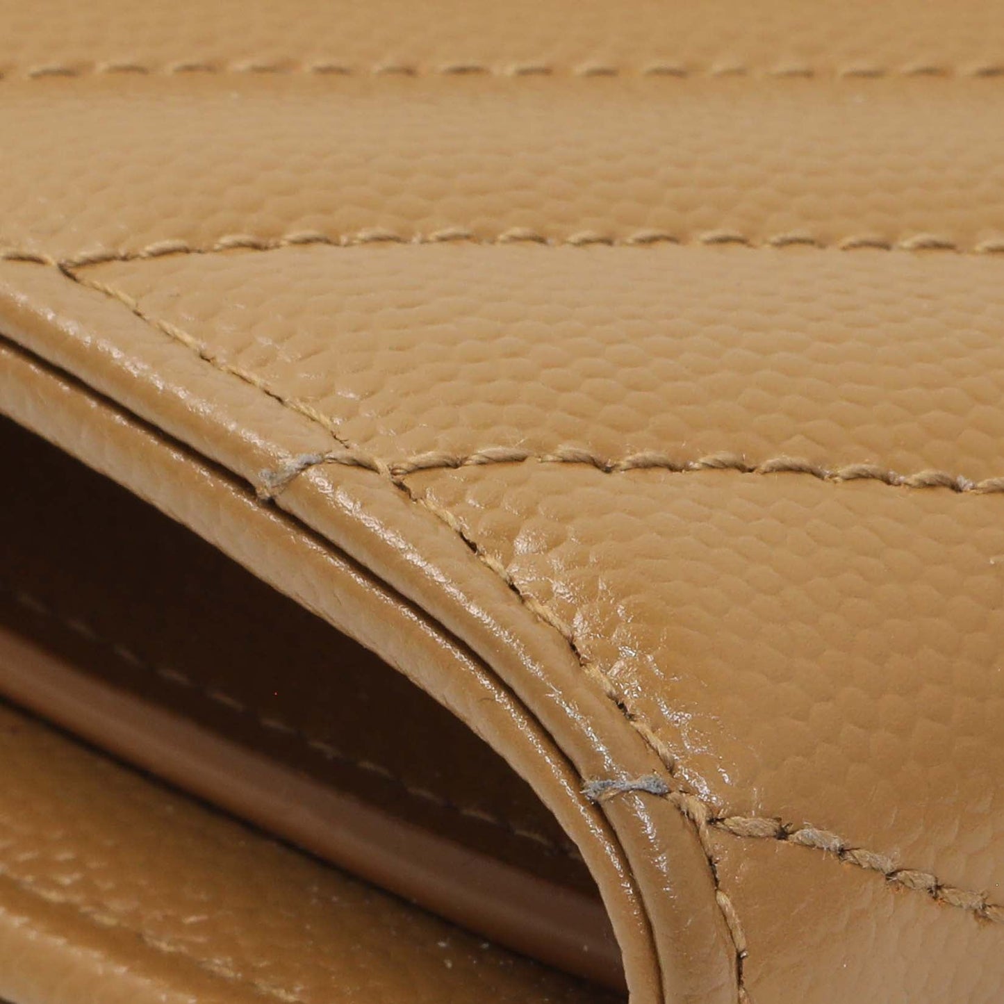 Exclusive Saint Laurent Brown Grain De Poudre Matelasse Chevron Monogram Flap Wallet — Top View