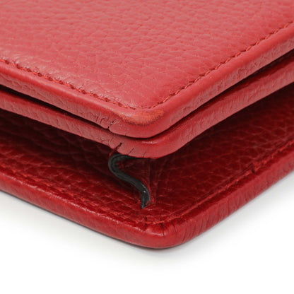 Exclusive Gucci Hibiscus Red Dollar Calfskin Mini GG Marmont Chain Wallet — Detail View