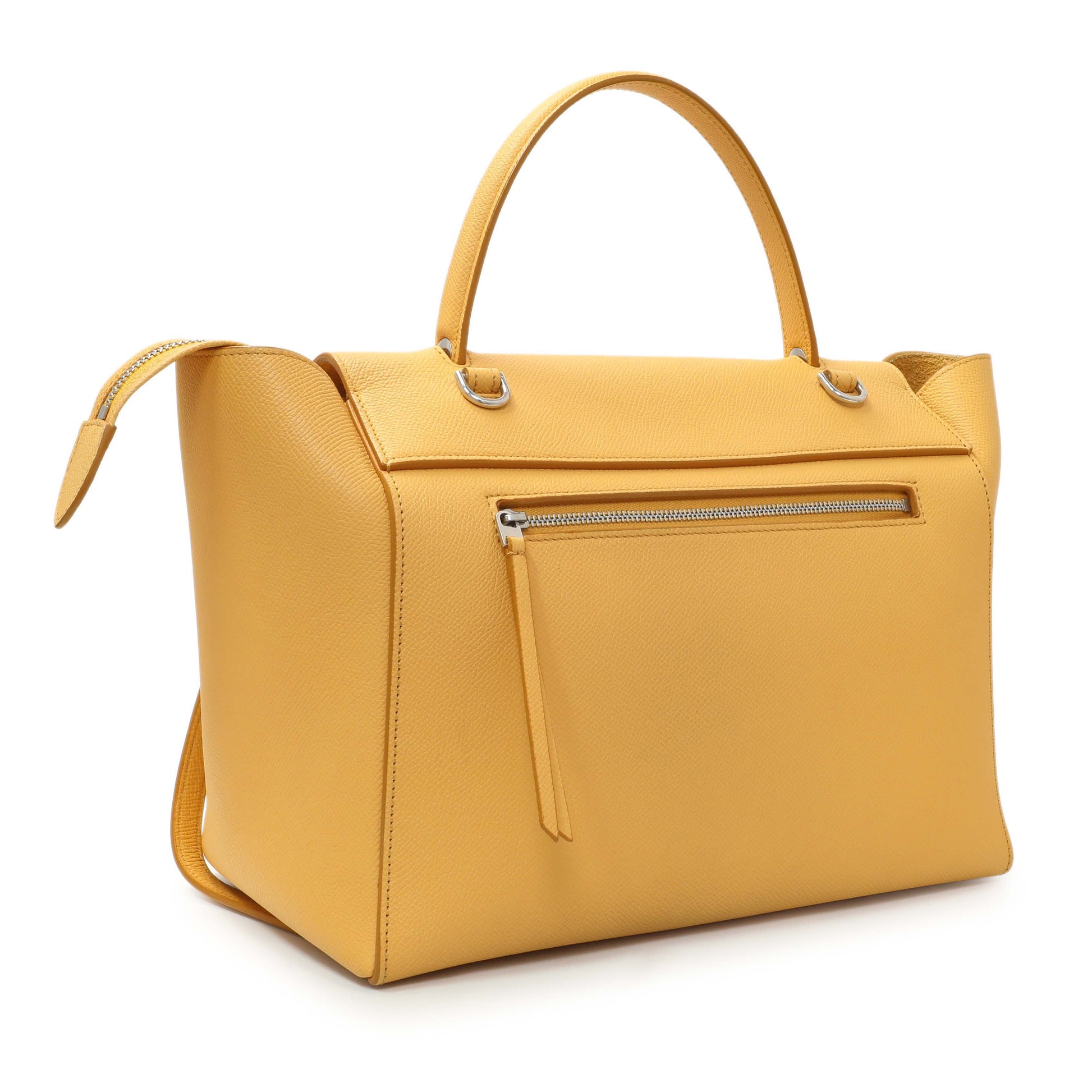 Exclusive Celine Yellow Grained Calfskin Mini Belt Bag — Side View