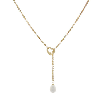 Exclusive Tiffany & Co. 18K Yellow Gold Open Heart Lariat Necklace — Front View