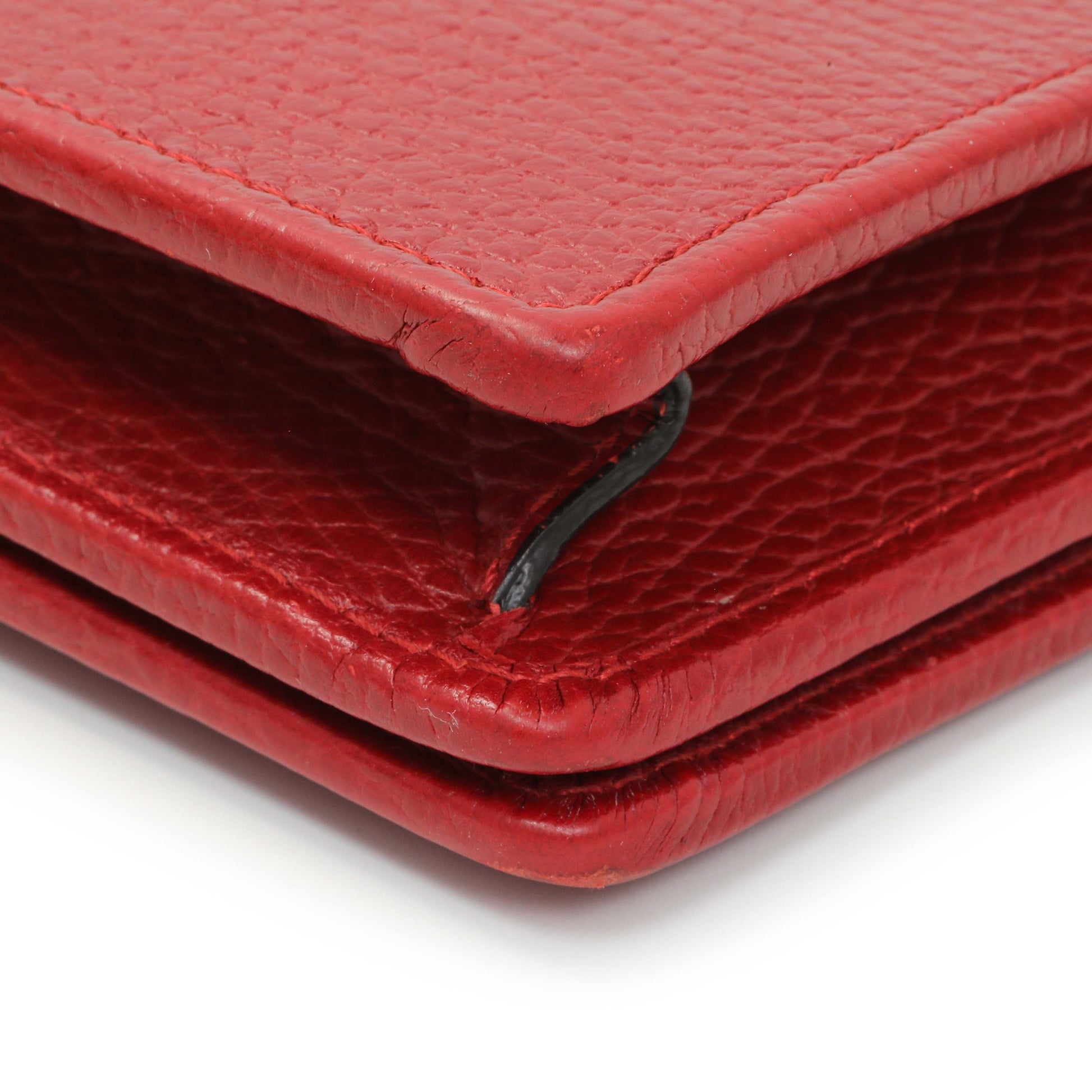 Exclusive Gucci Hibiscus Red Dollar Calfskin Mini GG Marmont Chain Wallet — Alternate View 7