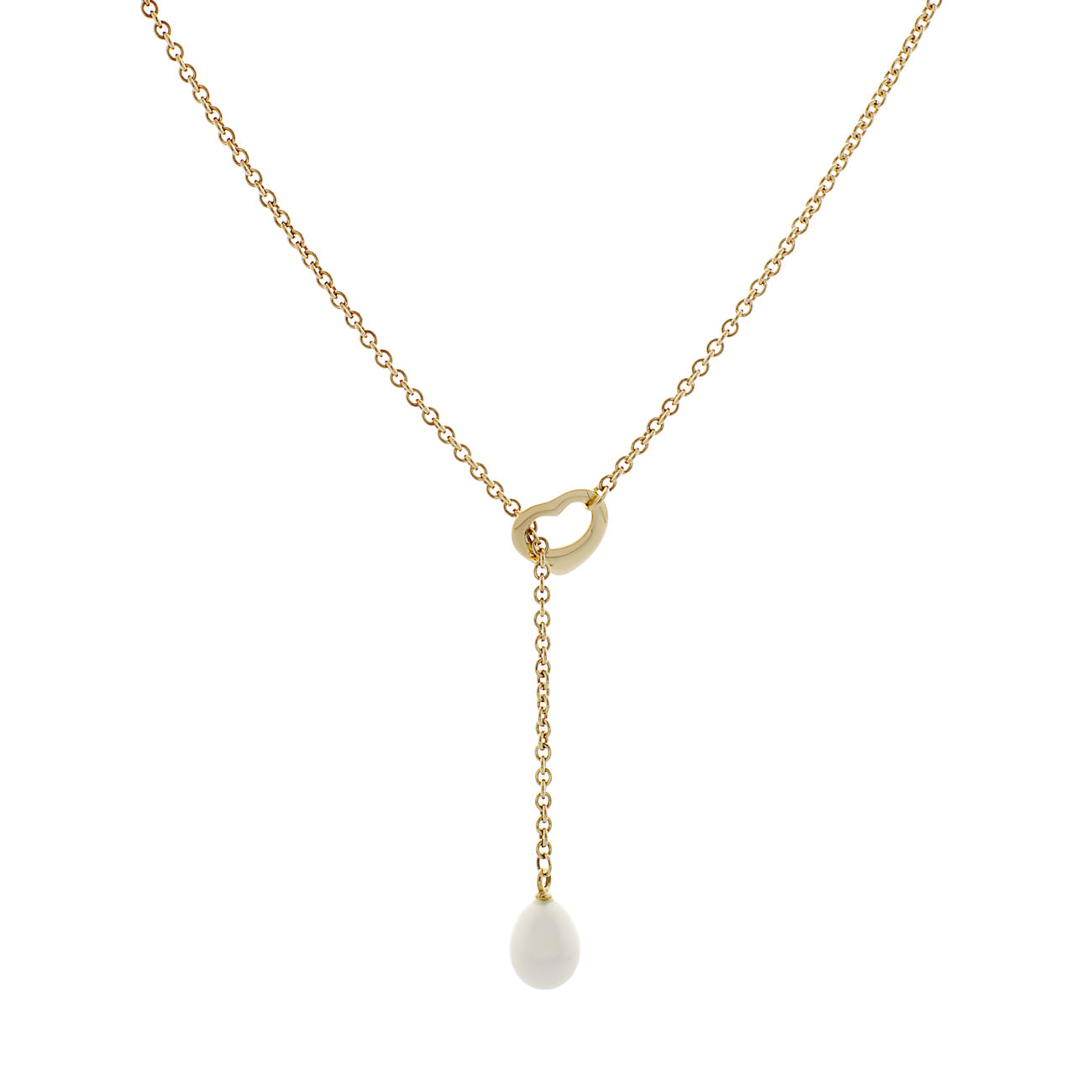 Exclusive Tiffany & Co. 18K Yellow Gold Open Heart Lariat Necklace — Side View