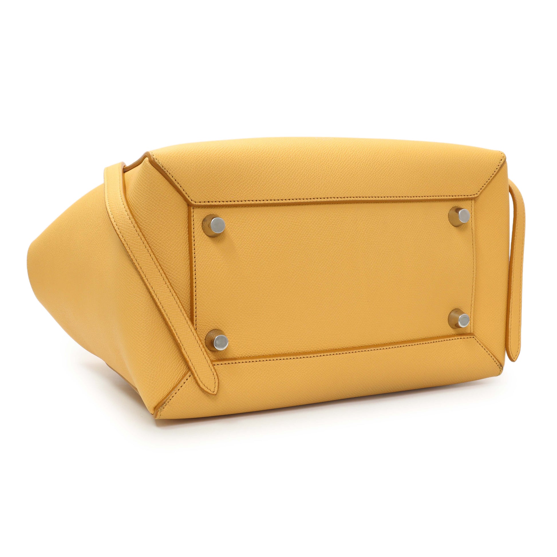 Exclusive Celine Yellow Grained Calfskin Mini Belt Bag — Back View