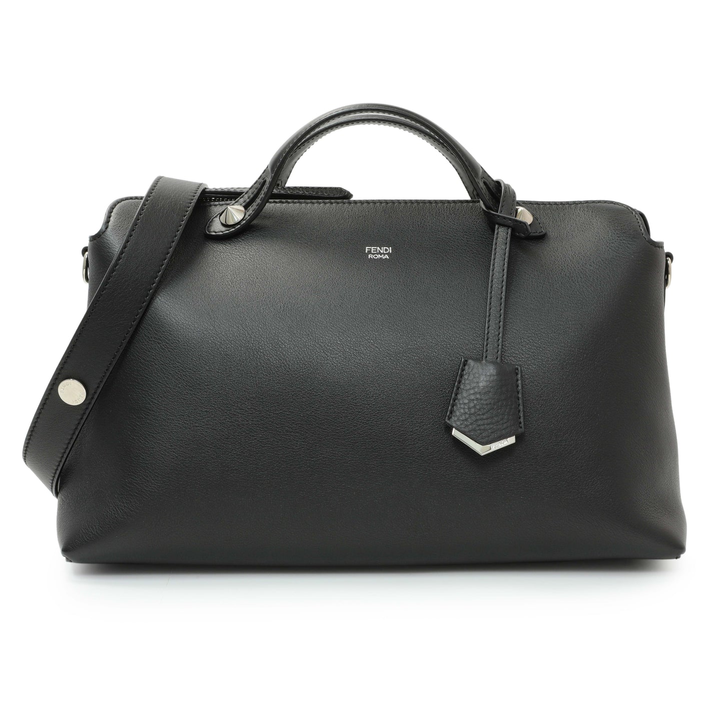 Exclusive Fendi Black Vitello Dolce By The Way Boston Bag — Front View