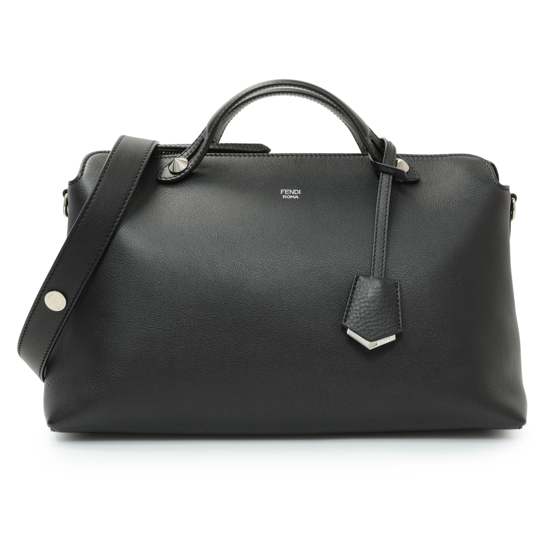 Exclusive Fendi Black Vitello Dolce By The Way Boston Bag — Front View