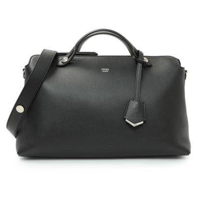 Exclusive Fendi Black Vitello Dolce By The Way Boston Bag — Front View
