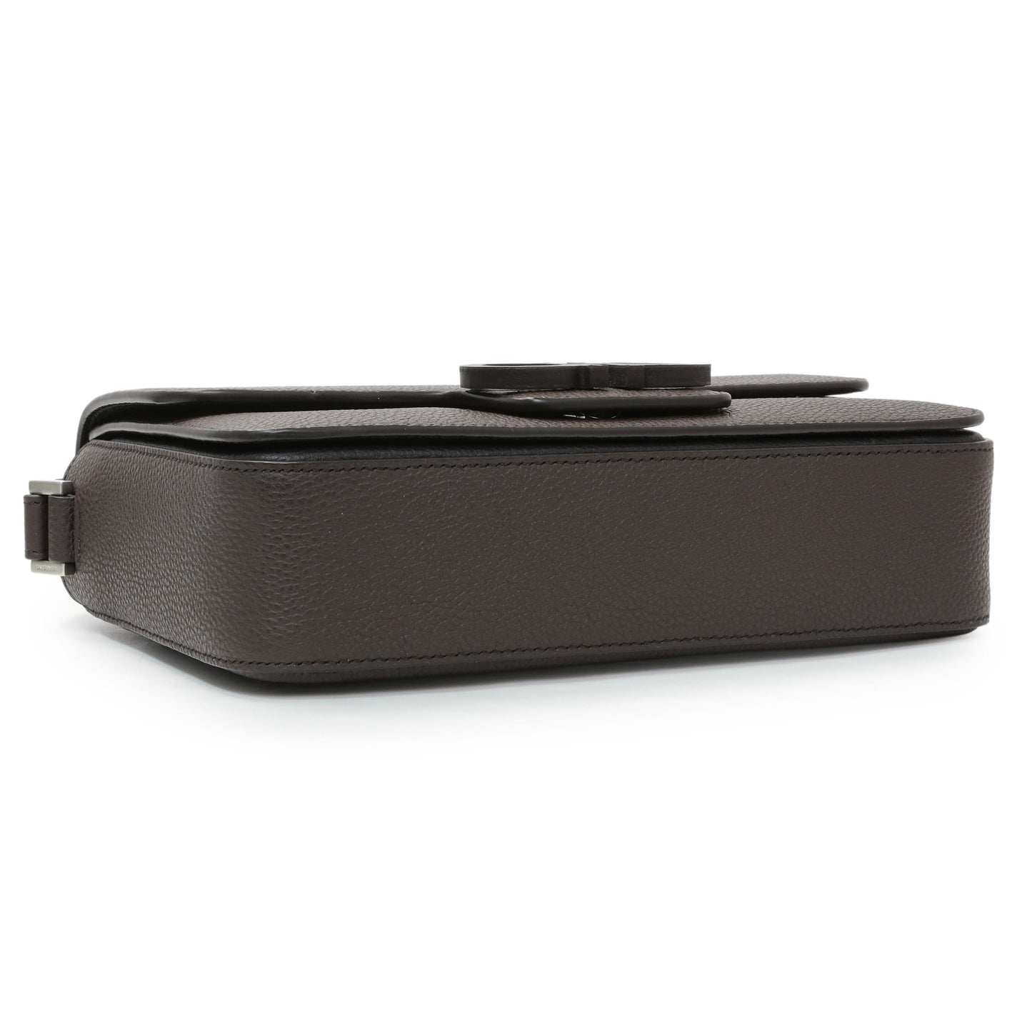Exclusive Ferragamo Brown Double Gancini Messenger Bag — Back View