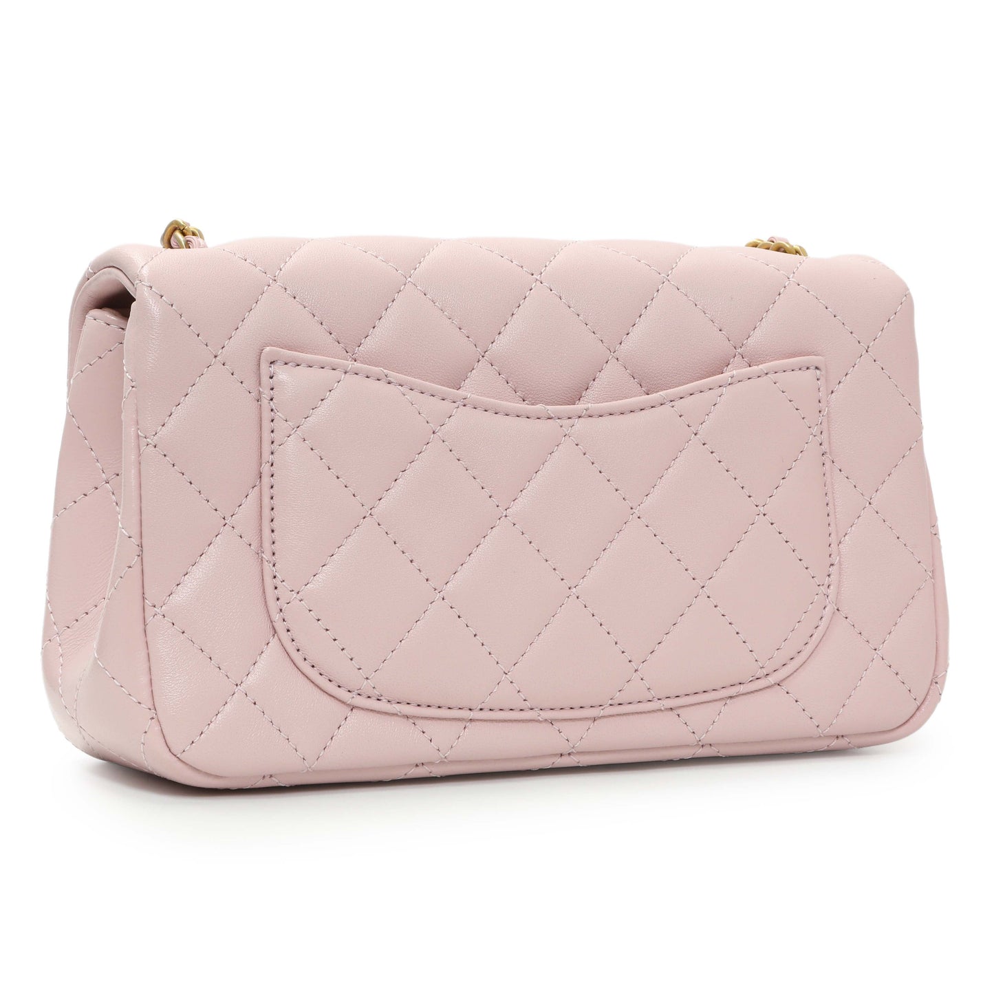 Exclusive Chanel Light Pink Lambskin Rectangular Pearl Crush — Side View