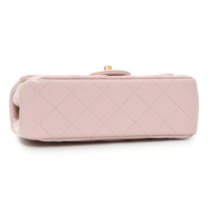 Exclusive Chanel Light Pink Lambskin Rectangular Pearl Crush — Back View
