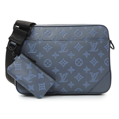 Exclusive Louis Vuitton Navy Monogram Shadow Duo Messenger — Front View