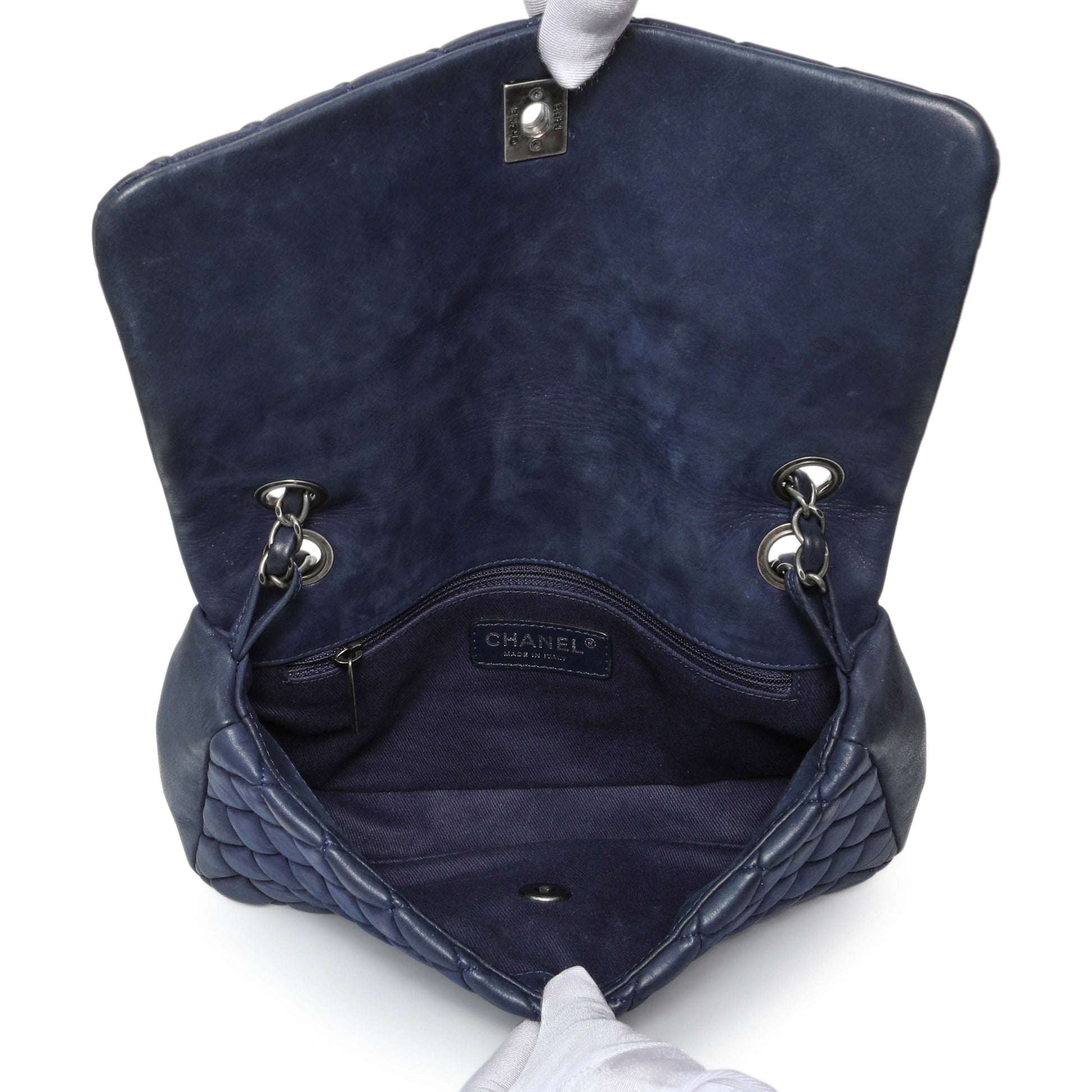 Exclusive Chanel Blue Iridescent Calfskin Bubble Flap — Alternate View 8