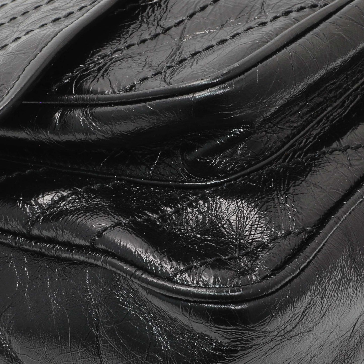 Exclusive Saint Laurent Black Crinkled Calfskin Matelasse Monogram Large Niki Chain Satchel — Top View