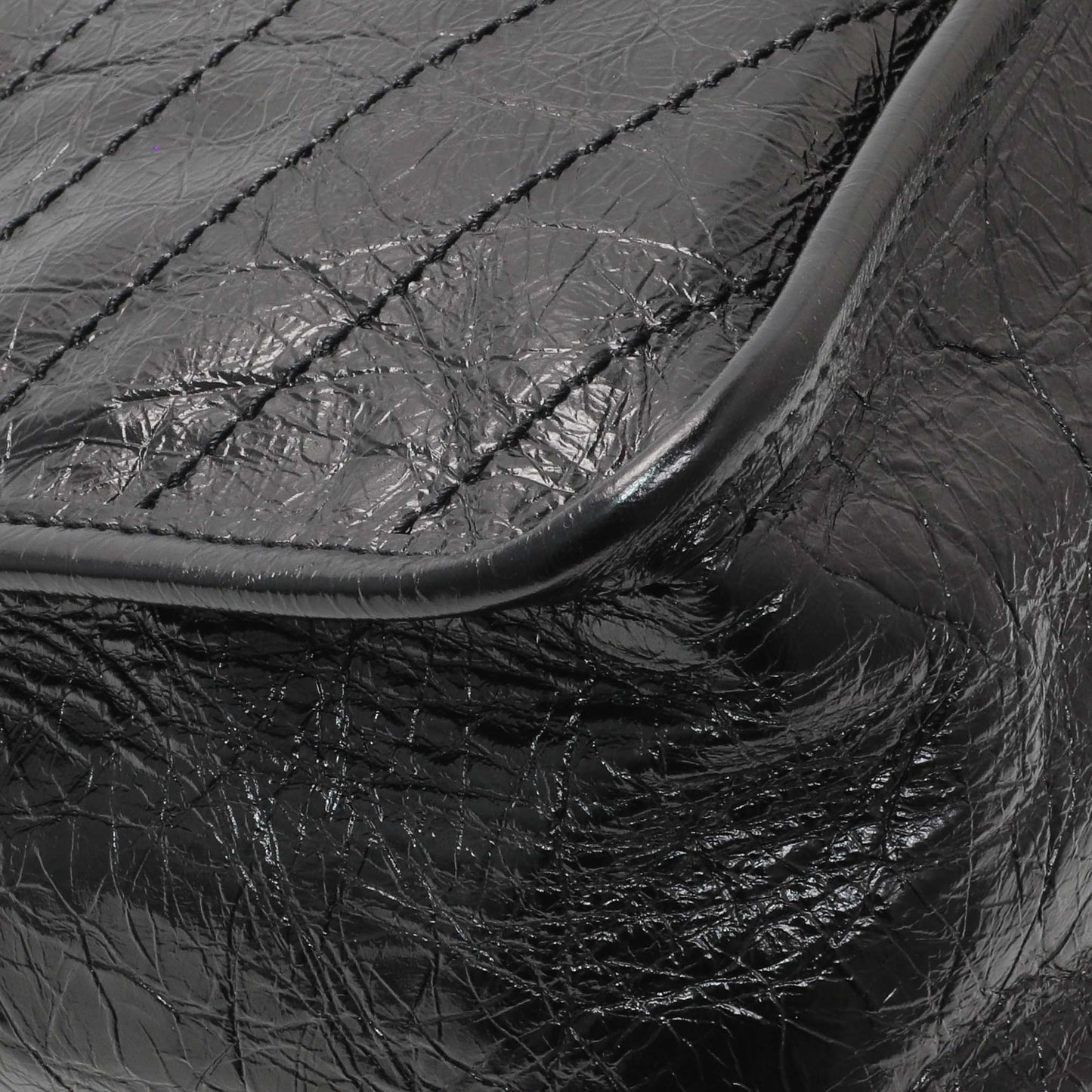 Exclusive Saint Laurent Black Crinkled Calfskin Matelasse Monogram Large Niki Chain Satchel — Lifestyle View